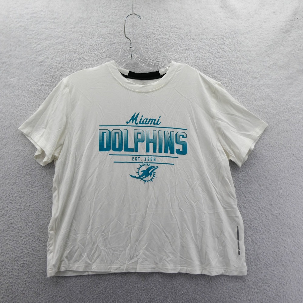 MSX Shirt Women Medium Miami Dolphins White Teal Graphic‎ Short Sleeve NFL Top
